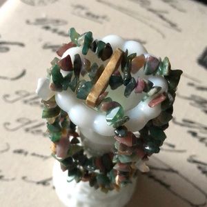 Stretchy Jade three strand bracelet